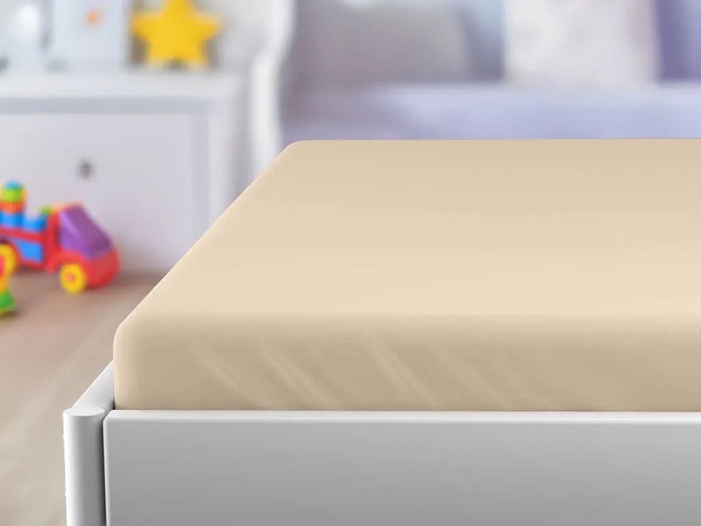 PrzytulneMieszkanie.pl Jersey prześcieradło do dziecięcego łóżeczka jasnobeżowe 70 x 140 cm