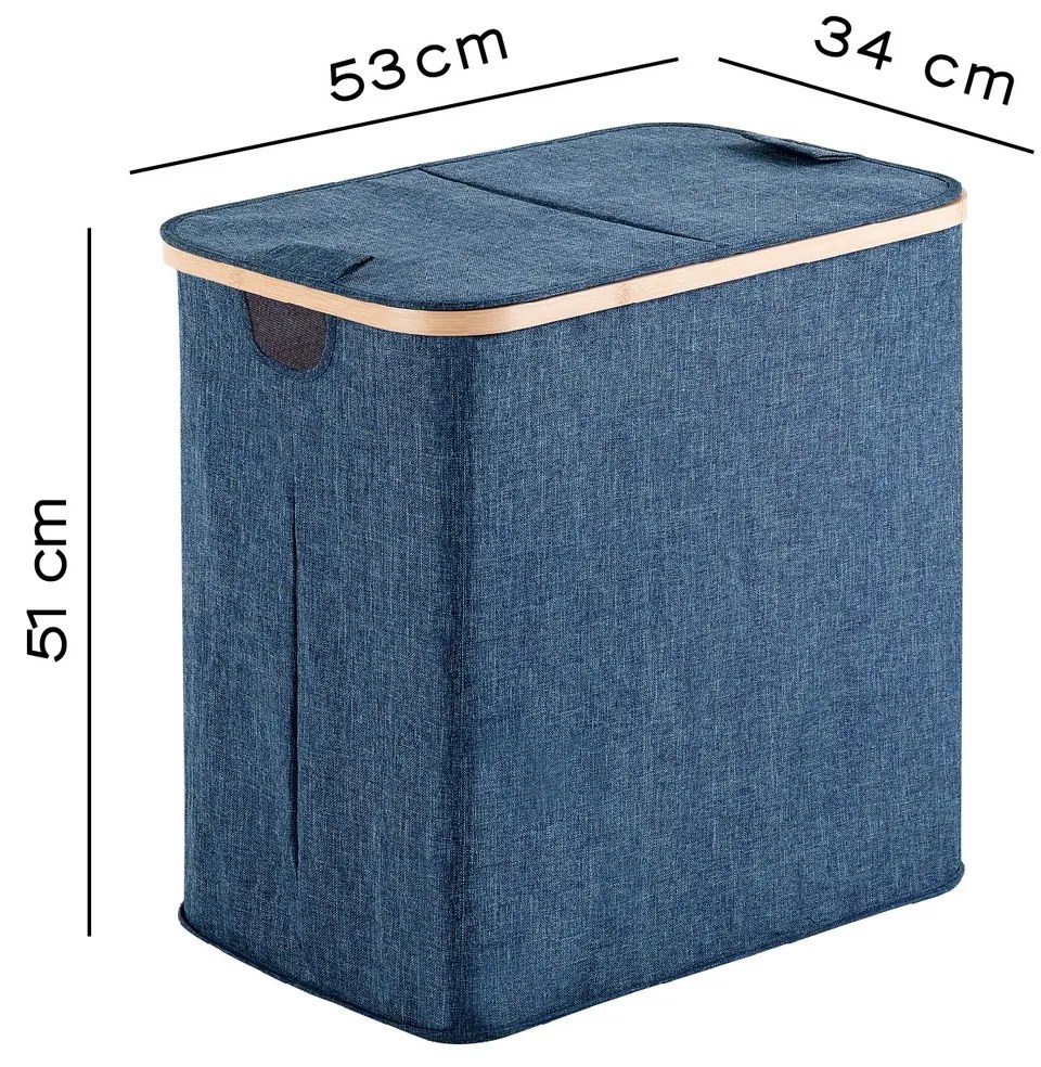 GEDY 133805 Yoshi kosz na pranie 53 x 51 x 34 cm,bambus, niebieski