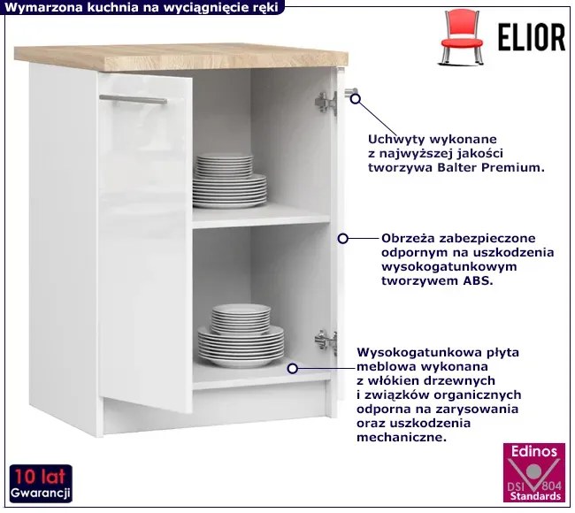 Dolna szafka kuchenna w kolorze biały połysk - Poli 5X