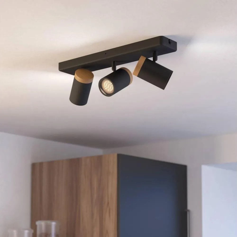 Eglo 300002 - Oprawa punktowa łazienkowa CONSUMA 3xGU10/3W/230V IP44 czarna/beżowa