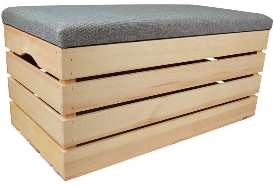 Pufa kufer skrzynia drewniana sosnowa siedzisko 80cm naturalna