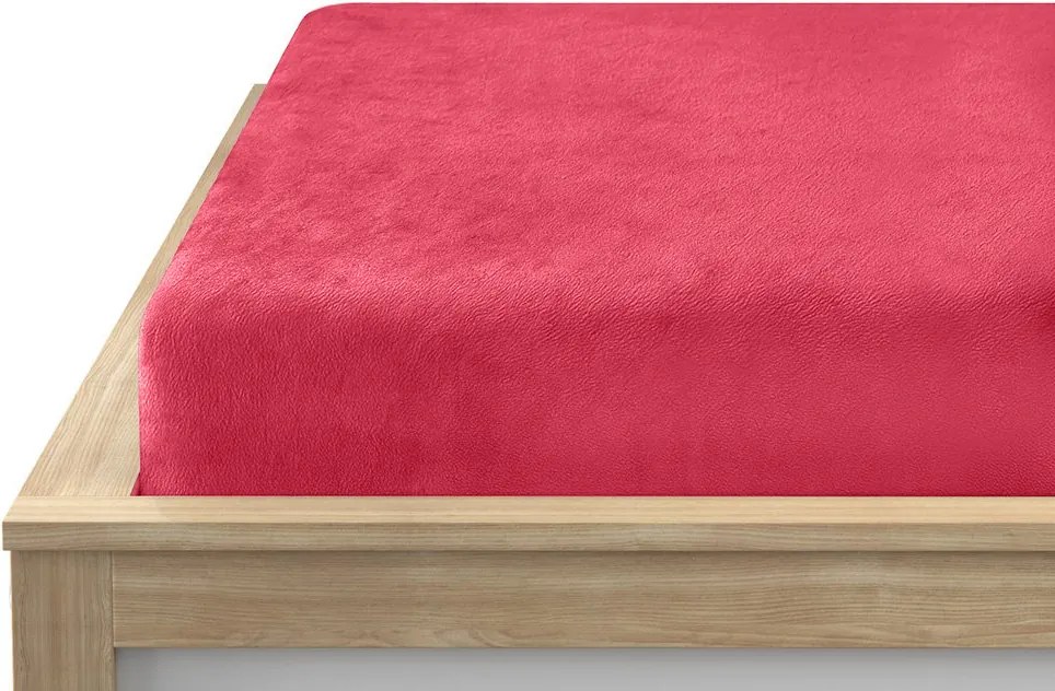 PrzytulneMieszkanie.pl Prześcieradło z mikropluszu SOFT 90x200 cm czerwone