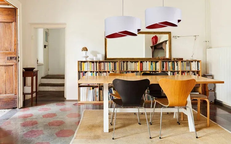 Biało-bordowa asymetryczna lampa wisząca - EX990 B6-N28
