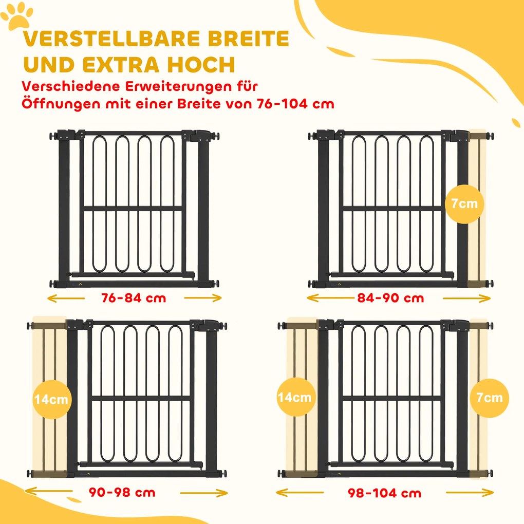 PawHut Bramka ochronna dla psów, 76-104 cm, bramka bez wiercenia, bramka schodowa