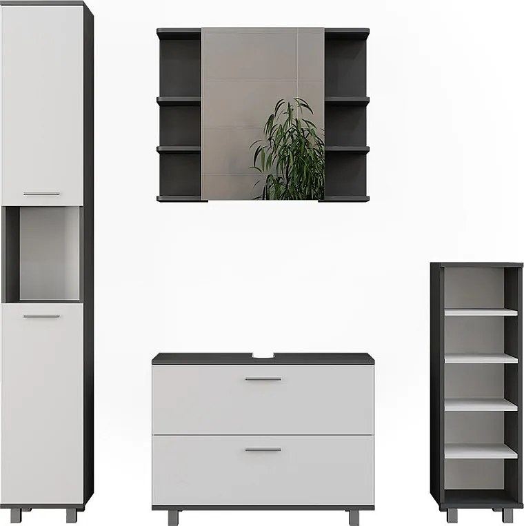Zestaw mebli łazienkowych antracyt/biały 80.2x33x60.8 ilias