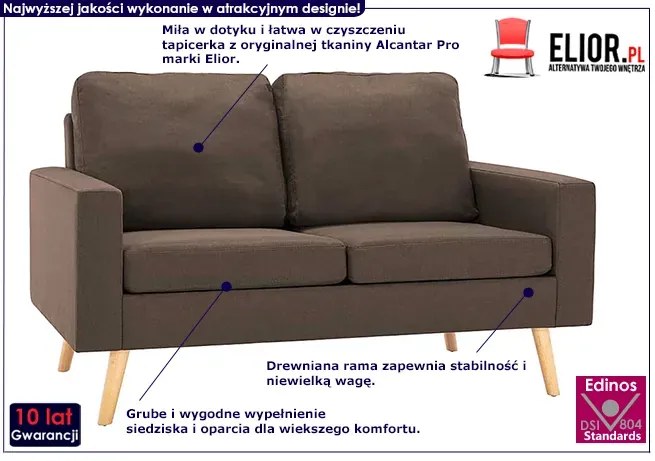 2-osobowa brązowa sofa - Eroa 2Q