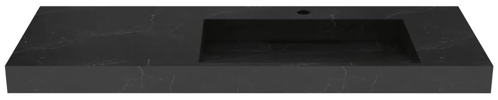 Umywalka wisząca solid surface z efektem czarnego marmuru - 120 x 45 x 8 cm - OKAPA