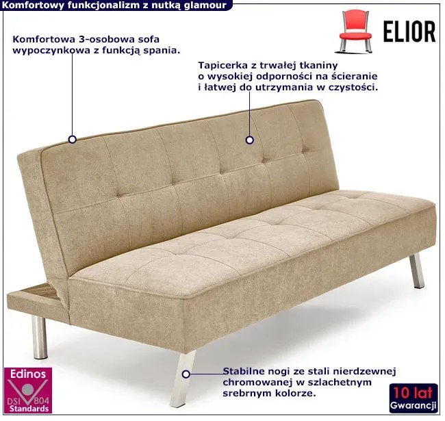 Sofa beżowa wypoczynkowa spania z funkcją G8-A40