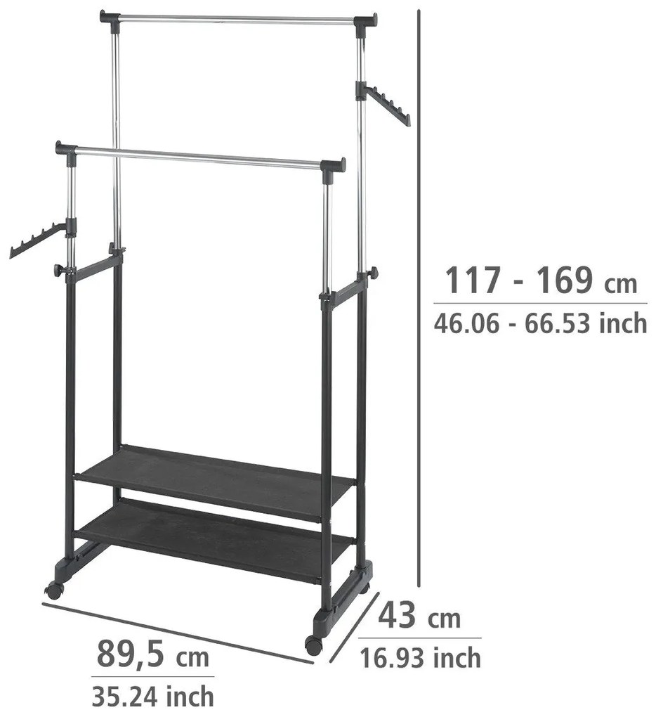 Teleskopowy wieszak na ubrania - szafa na kółkach, WENKO