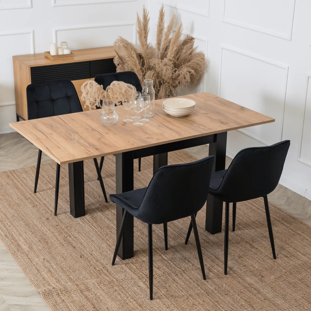 Stół Kwadratowy Rozkładany MAX 80-160 cm Dąb Craft/Czarny Nowoczesny Loft