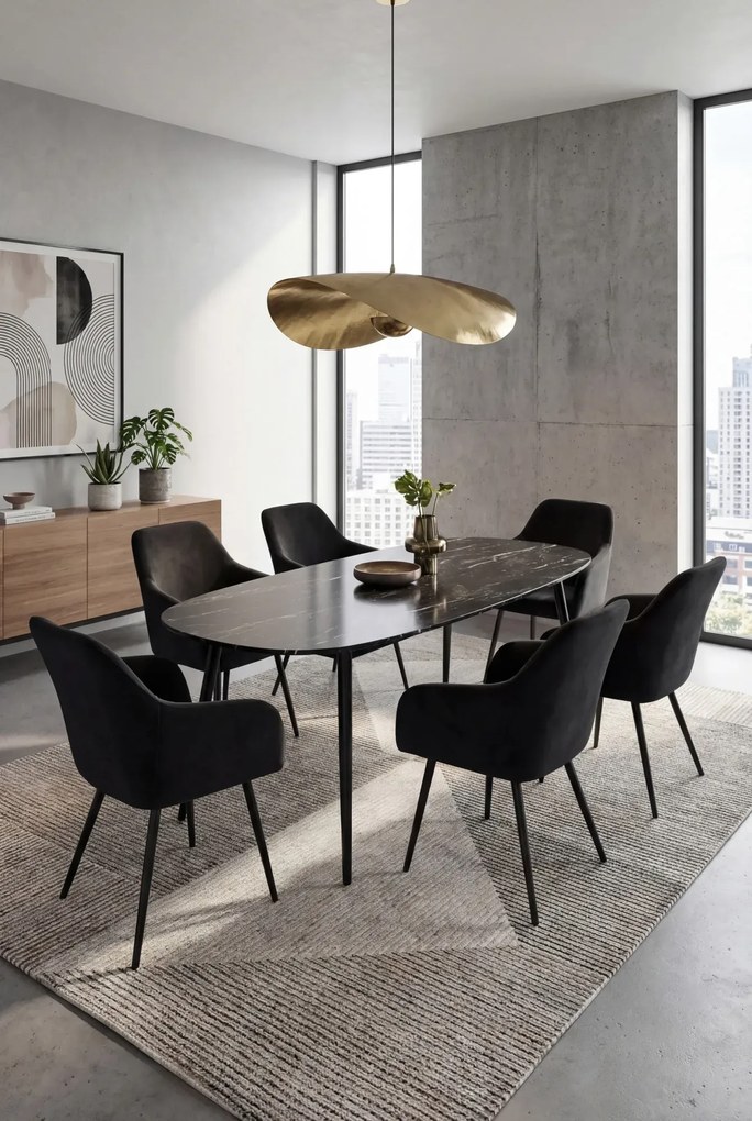 Zestaw 6 krzeseł welurowych na czarnej podstawie K9-P29