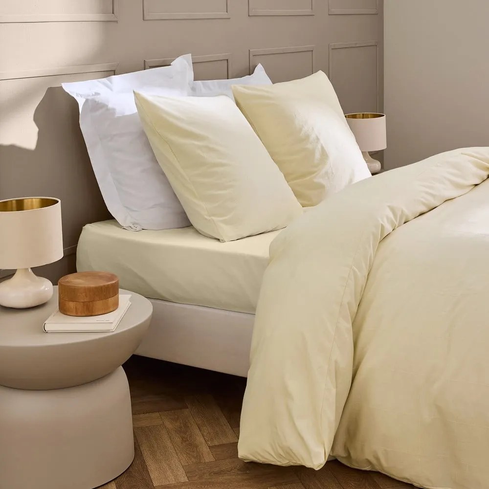 Pościel dwuosobowa w kolorze kości słoniowej 240x220 cm Linella – douceur d'intérieur