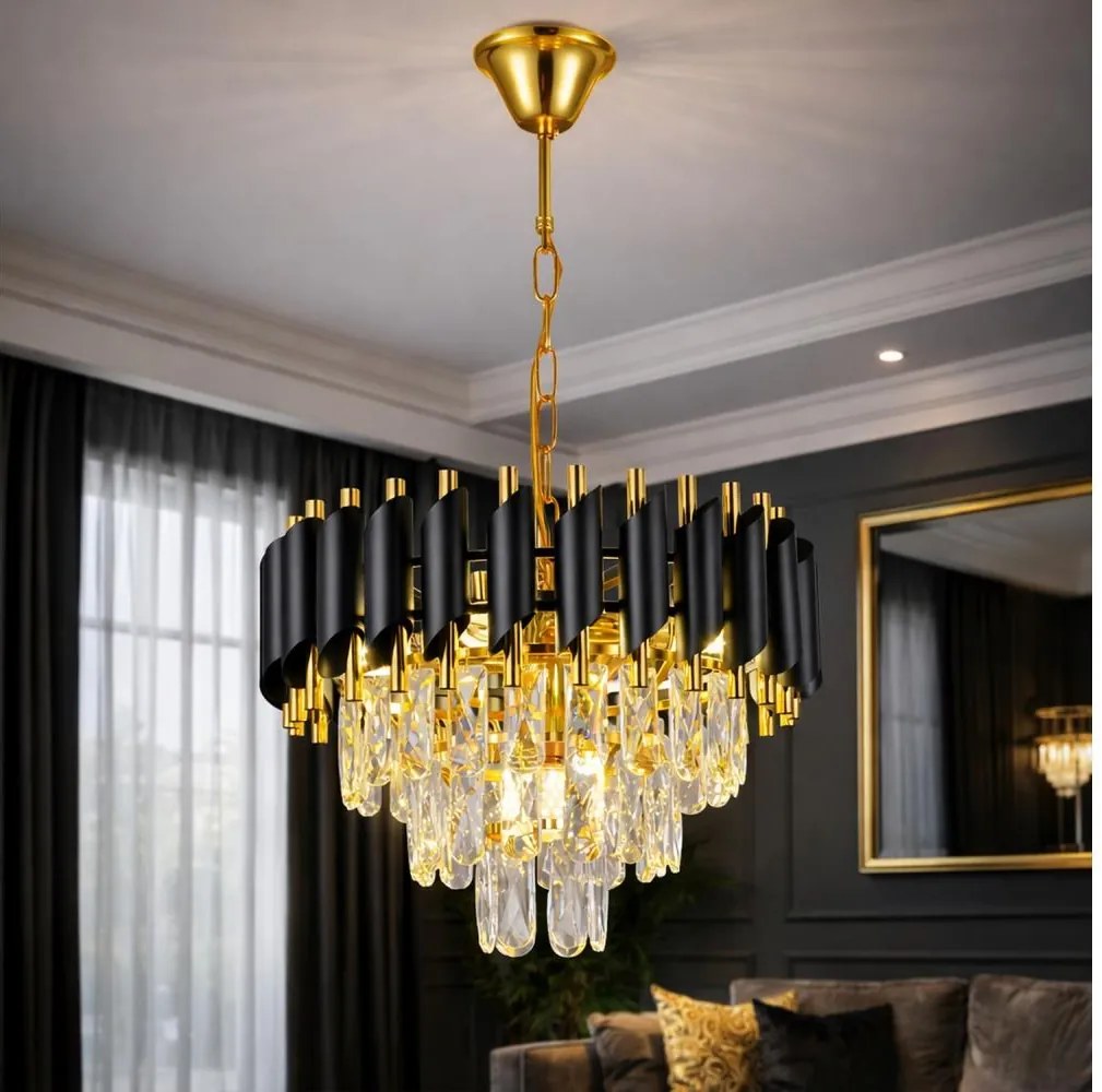 Brilagi - Żyrandol na łańcuchu ECLIPSE 5xE14/10W/230V śr. 38 cm czarny/złoty