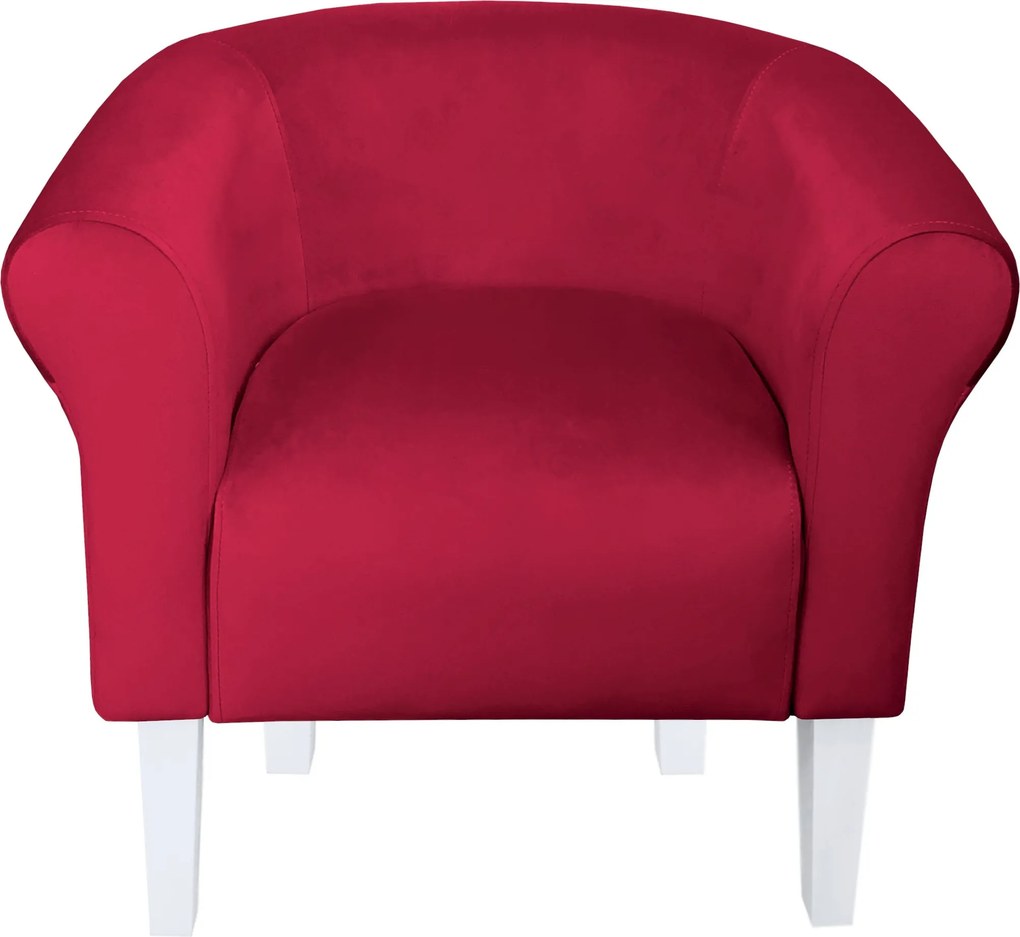 Fotel Milo tkanina Welur wygodny fotel tapicerowany do salonu i sypialni : Kolor nogi - Biała, Kolor tkaniny - VELVET - MG31, Wysokość nogi - 20 cm