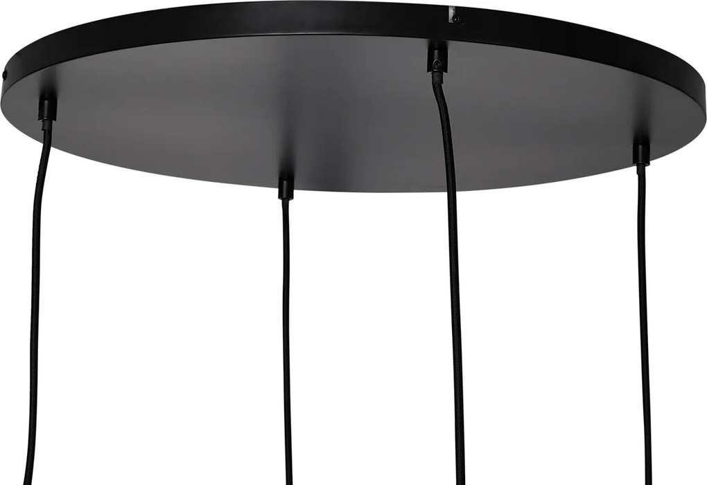 Lampa wisząca Art Deco czarna z okrągłym przydymionym szkłem 4-źródła światła - Bao