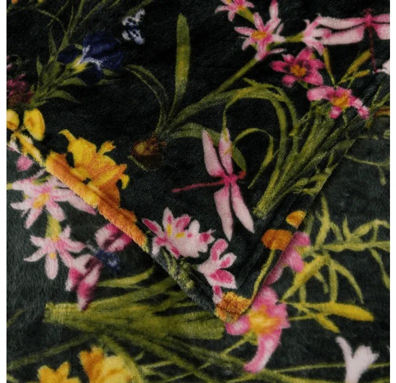 Mikropluszowy koc MYSTIC GARDEN, ciemnozielony Rozmiar: 200 x 220 cm