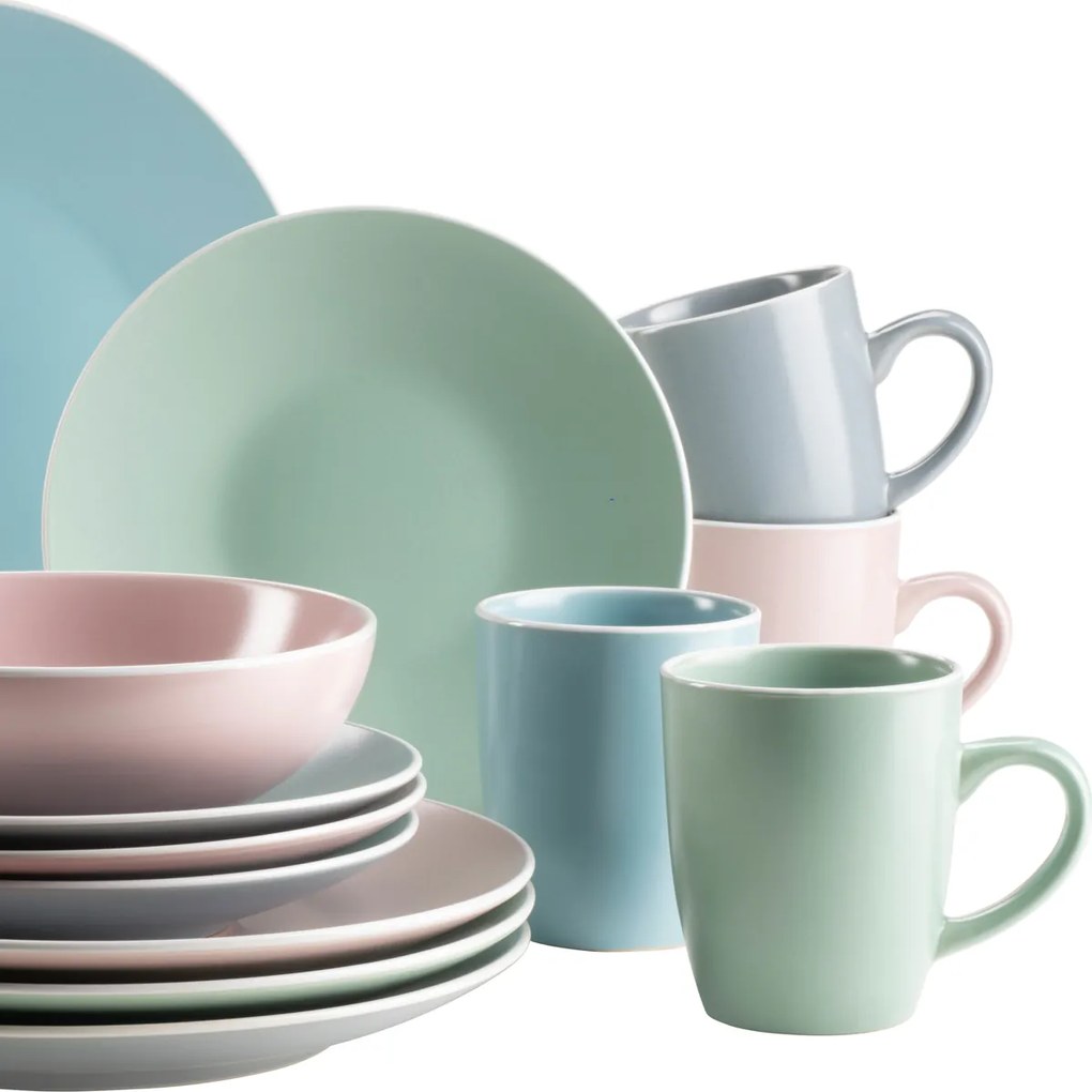 Mäser Zestaw naczyń stołowych 16 szt. ELISSA II – mieszanka kolorów matowych