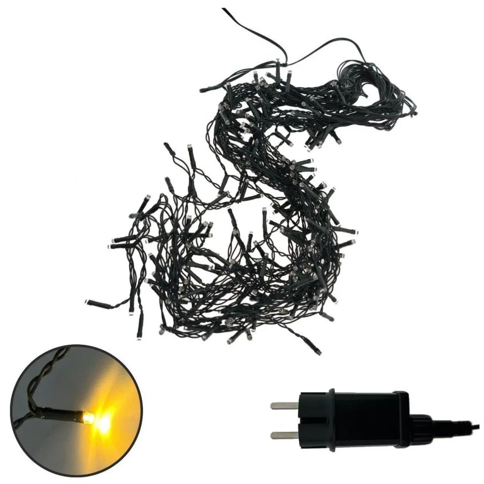 Zewnętrzny łańcuch świąteczny LED, 200 diod/230 V, 7,6 m, IP44, czarny