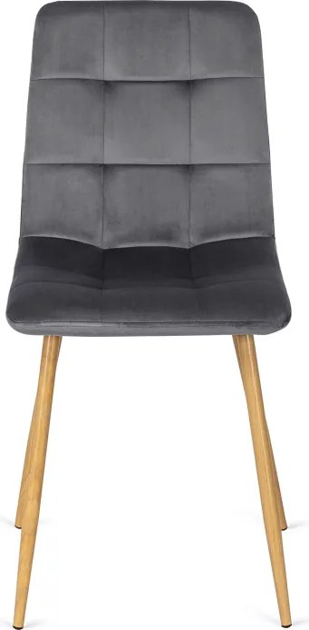 Krzesło Tapicerowane do Jadalni FREDY Szare Welurowe Nowoczesne Loft