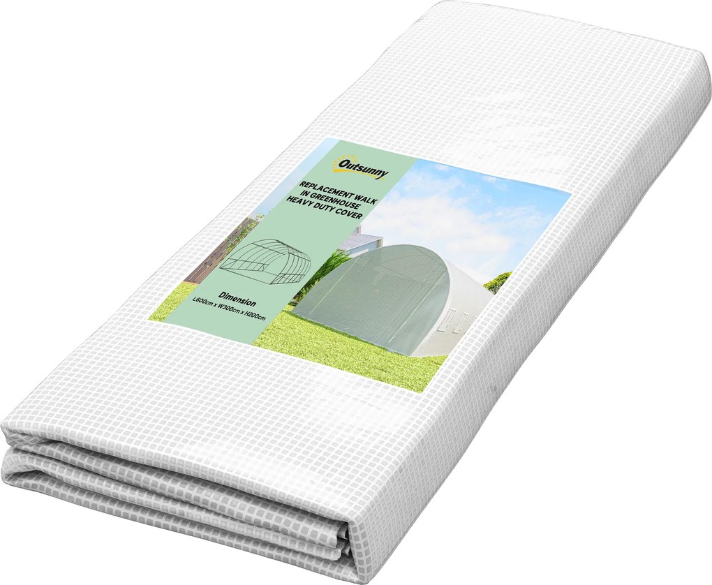 Outsunny Folia zamienna do szklarni 6x3x2 m, wytrzymała, odporna na rozdarcia, 12 okien, drzwi, Zielona