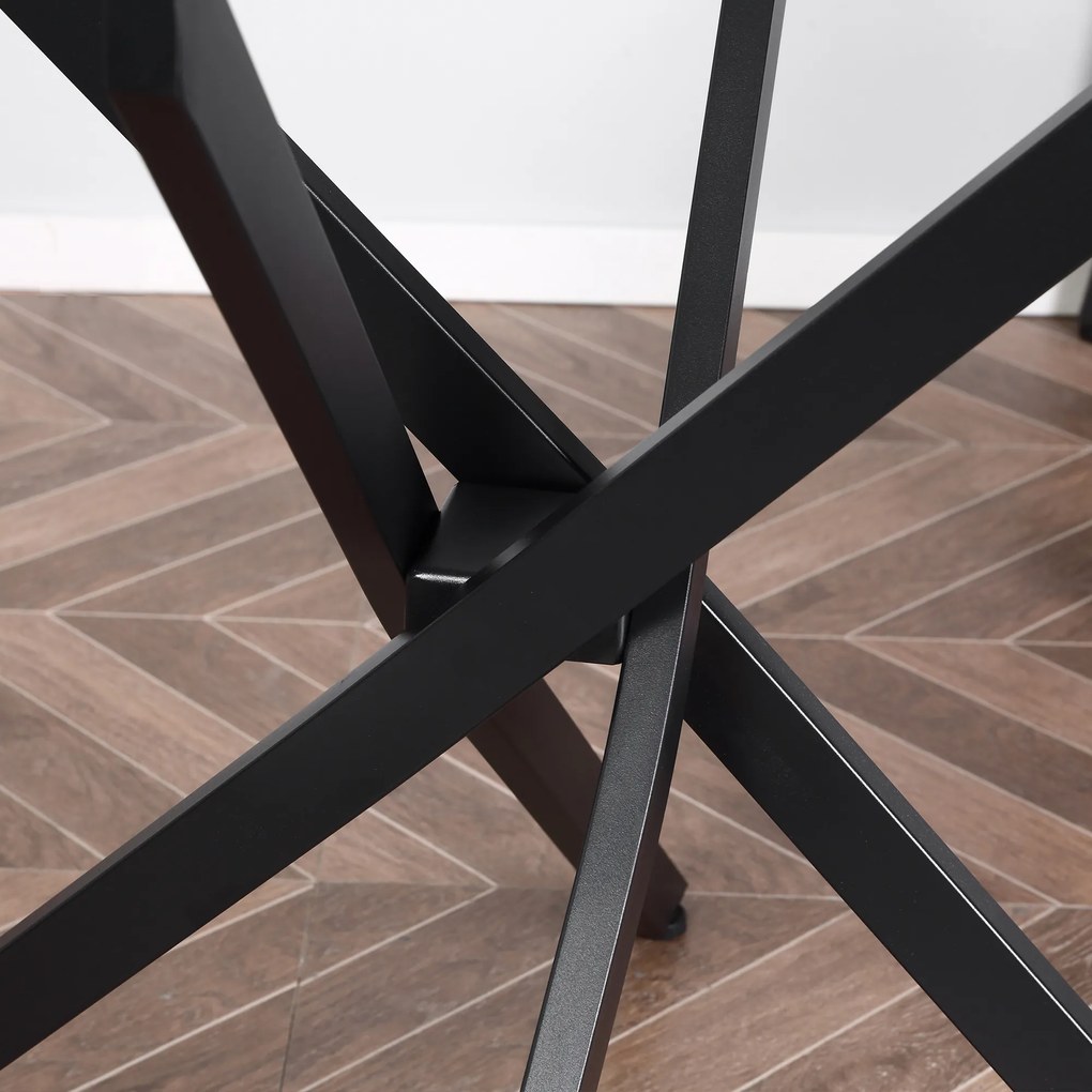 HOMCOM stolik kawowy okrągły ze szklanym blatem do salonu i sypialni czarny metalowy design | Aosom PL