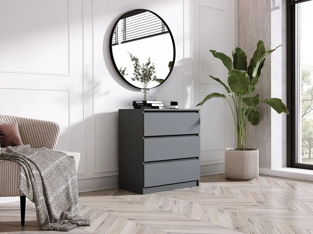 Komoda z 3 szufladami: antracyt, 70 x 39 x 79 cm