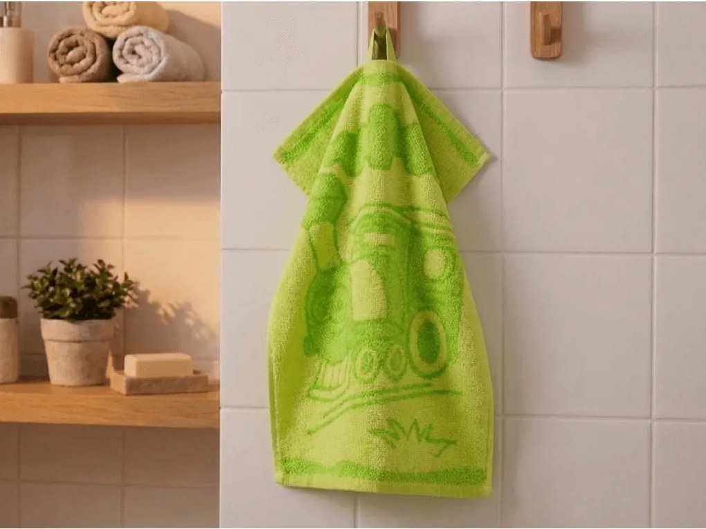 Ręcznik dziecięcy BEBE maszyna zielony 30x50 cm