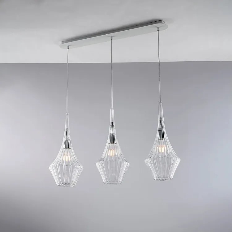 Szyna żelazna Zeus z przezroczystym szkłem Pyrex 3 światła dł. 75 x 10 BL270-BIN3-TR