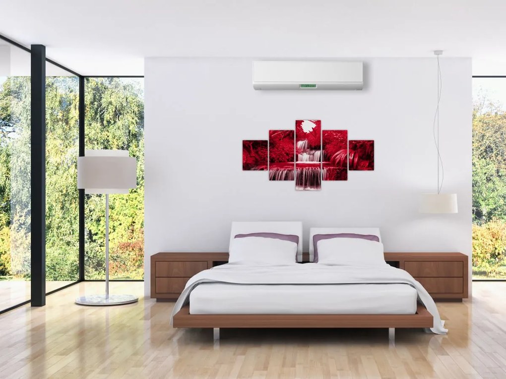 Obraz - Indonezyjskie wodospady w kolorze czerwonym (125x70 cm)
