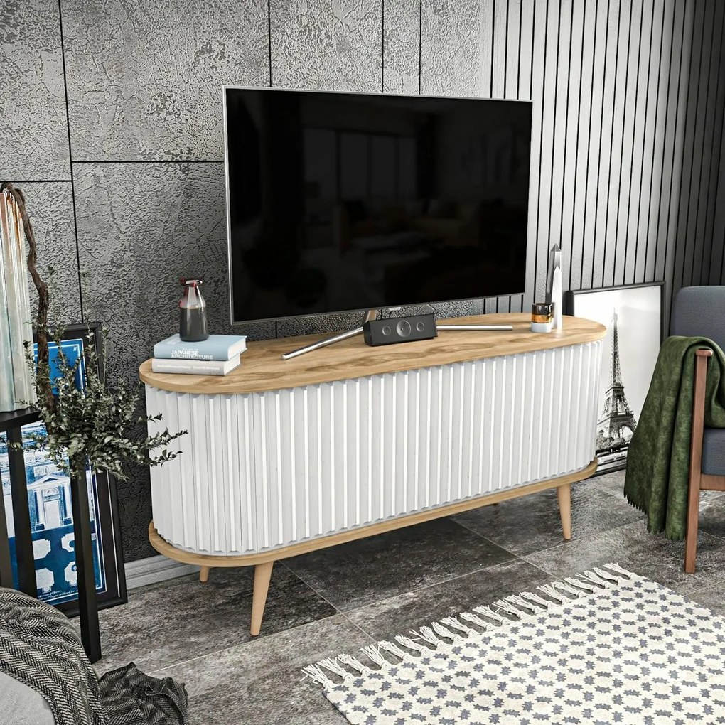 Stolik pod telewizor Stor Oak and White I