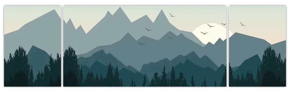 Obraz - Góry oczami grafika (170x50 cm)