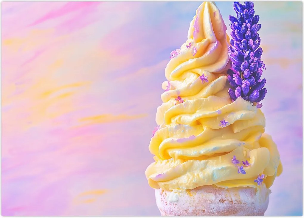 Obraz na szkle - Lody z lawendą (70x50 cm)