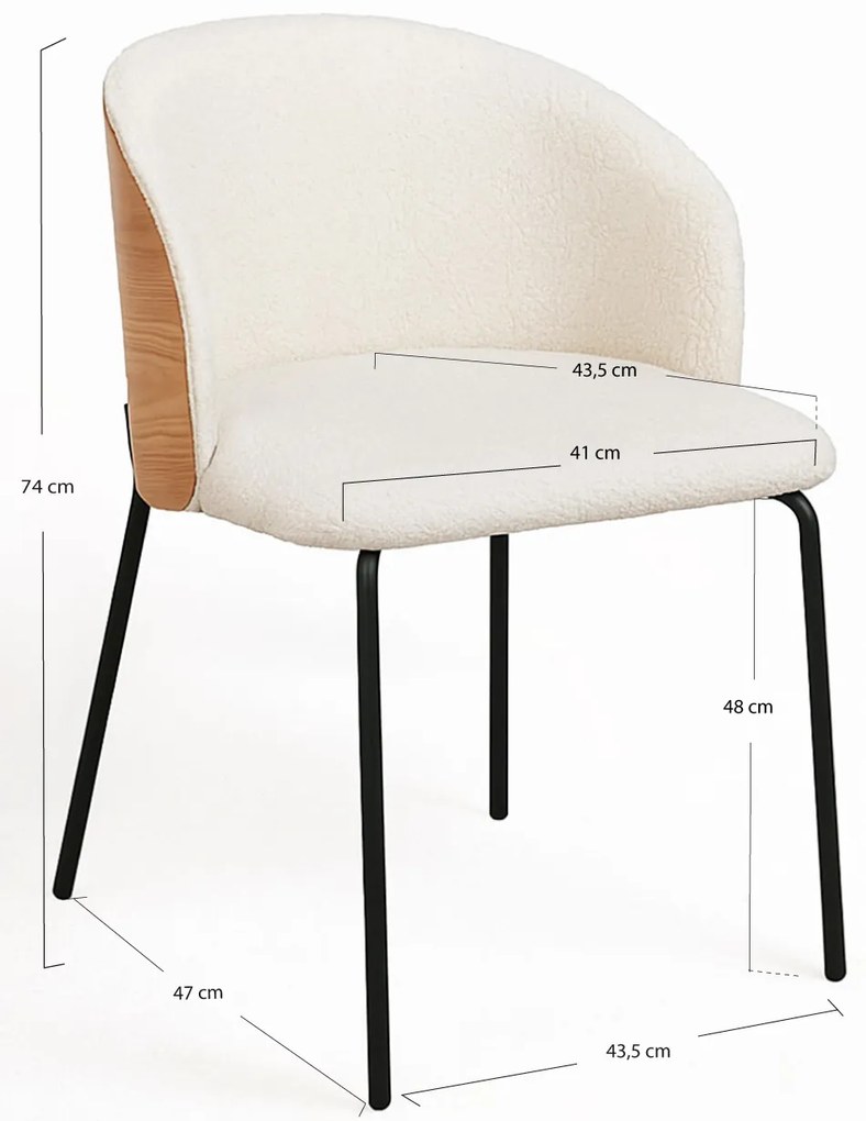 Krzeso Glacia w kolorze biaym z tapicerowanym drewnianym oparciem