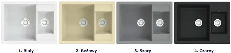 Beżowy granitowy zlewozmywak dwukomorowy D2-B67