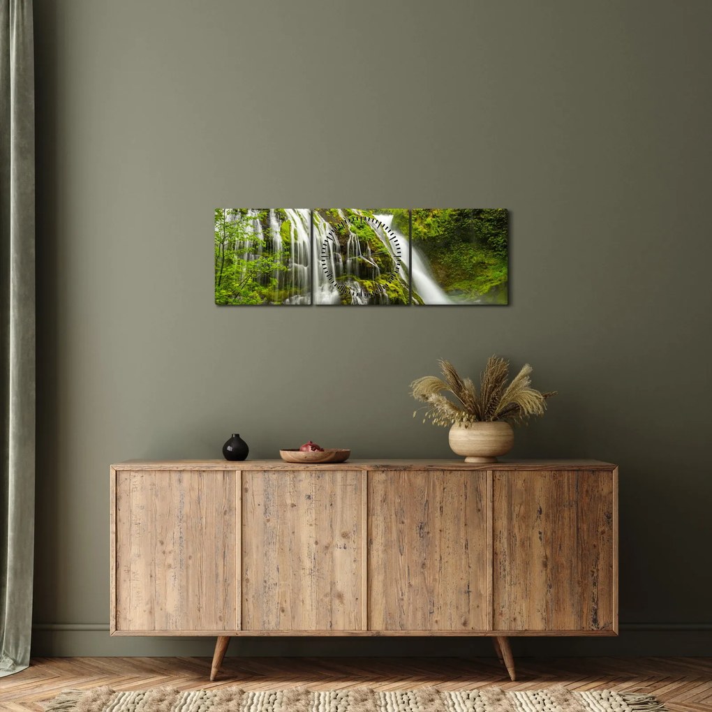Obraz - Wodospad, Wind River Valley (z zegarem) (90x30 cm)
