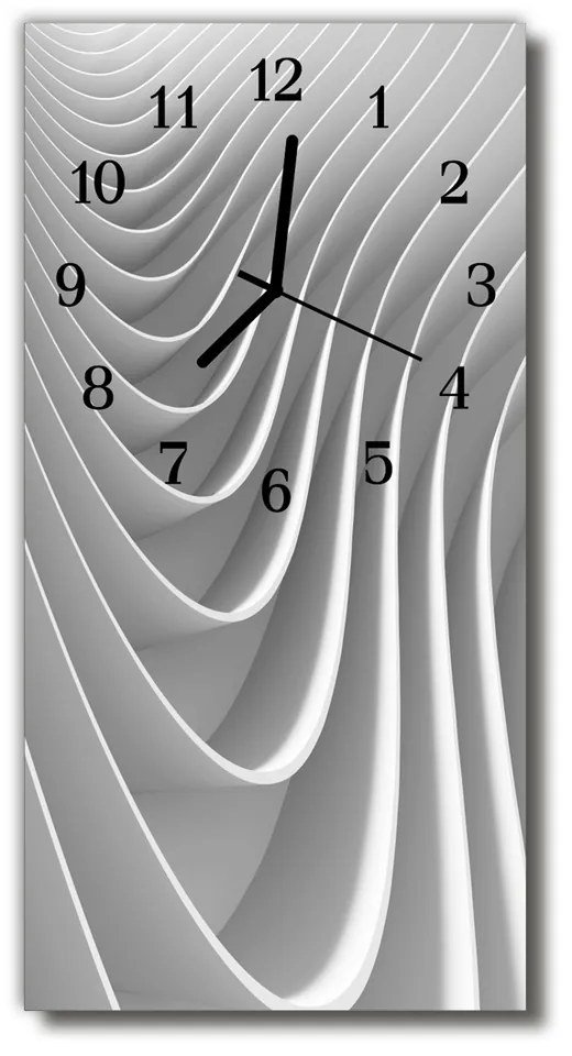Zegar Szklany Pionowy Natura Fala 3d linie srebrny