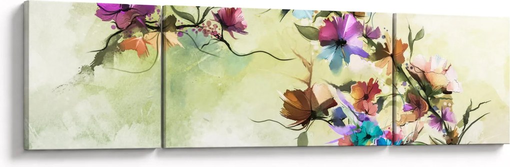 Obraz - malowidło pnącej się kwiaty (170x50 cm)