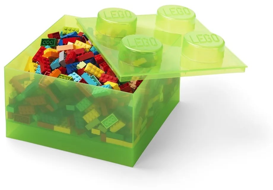 Zielony plastikowy pojemnik dziecięcy 25x25x18 cm – LEGO®