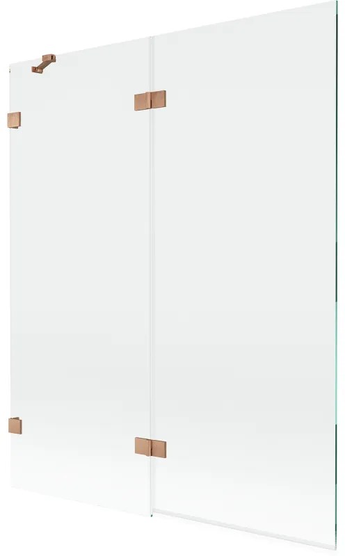 Mexen Lunar parawan nawannowy 2-skrzydłowy lewy 140 x 150 cm, transparent, miedź szczotkowana - 897-140-100-65-00-L