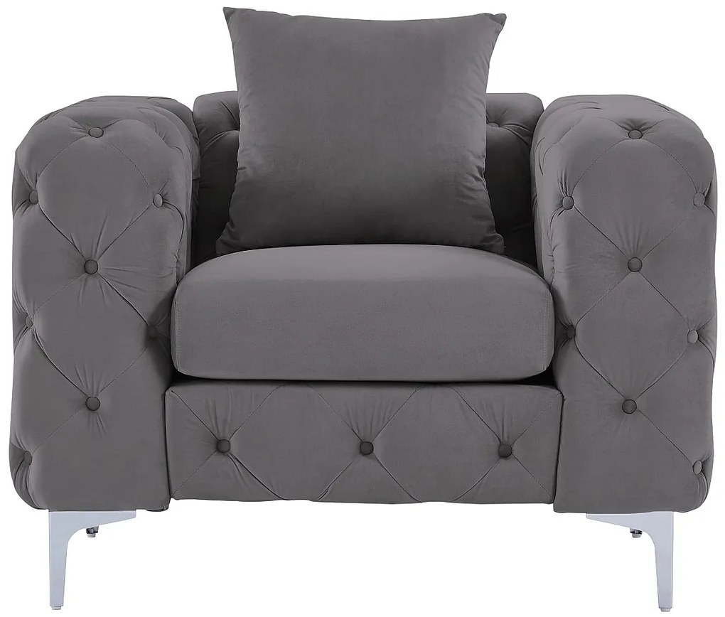 Fotel Chesterfield z weluru antracytowy – EDWINA