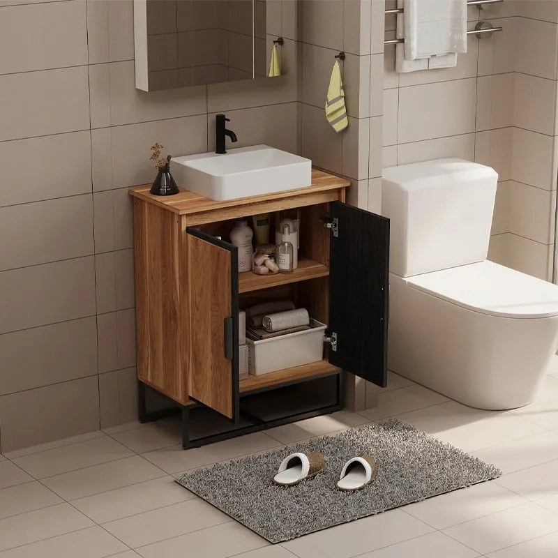 Szafka pod umywalkę łazienkowa jasny brąz 82cm