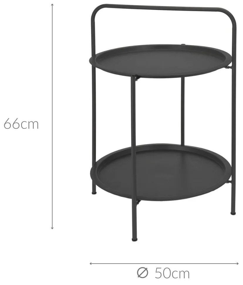 Stolik kawowy z uchwytem, 2 poziomy, Ø 50 cm