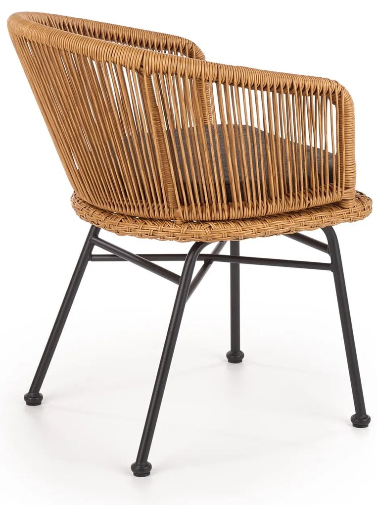 K400 krzesło czarny , naturalny, popielaty, rattan, tkanina, boho,