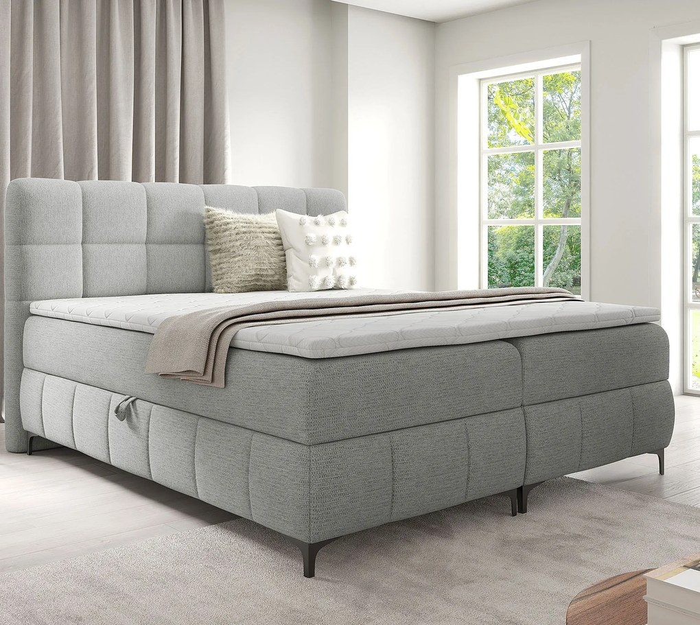 Jasnoszare pikowane łóżko kontynentalne 5 rozmiarów F4-C44