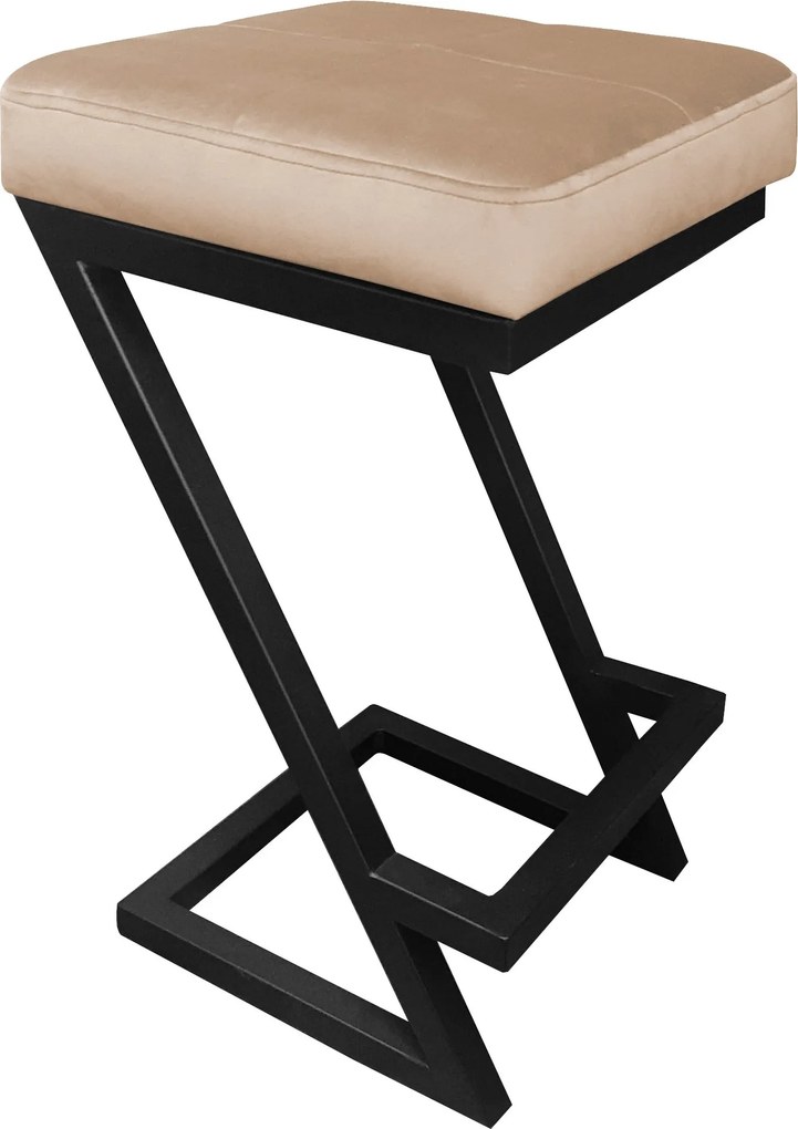 Hoker ZETA krzesło barowe tkanina Welur podstawa metalowa LOFT : Kolor Stelaża - Czarny , Kolor tkaniny - VELVET - MG06