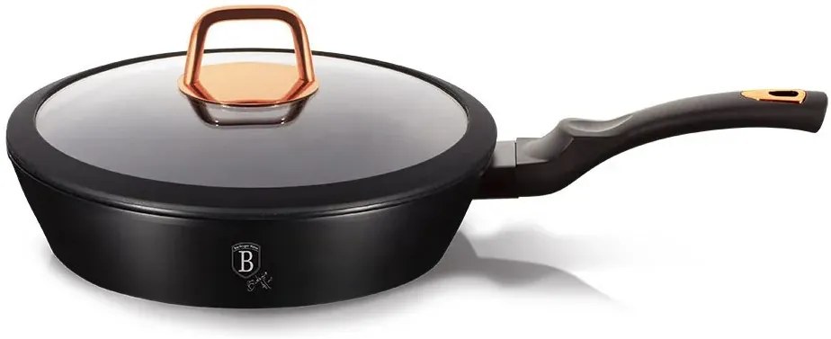 Czarna patelnia ze szklaną pokrywą 24 cm Z9-L87