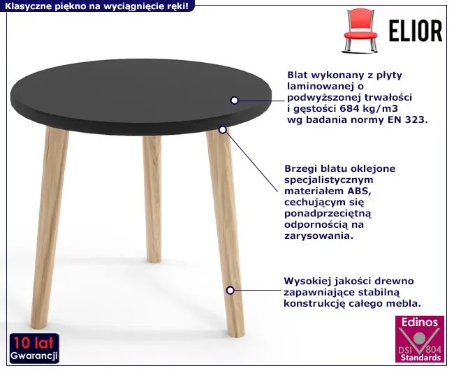 Minimalistyczny stolik kawowy czarny blat - Industo