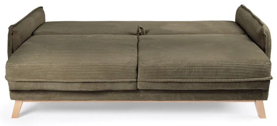 Zielona sztruksowa rozkładana sofa 218 cm Tori – Bonami Selection
