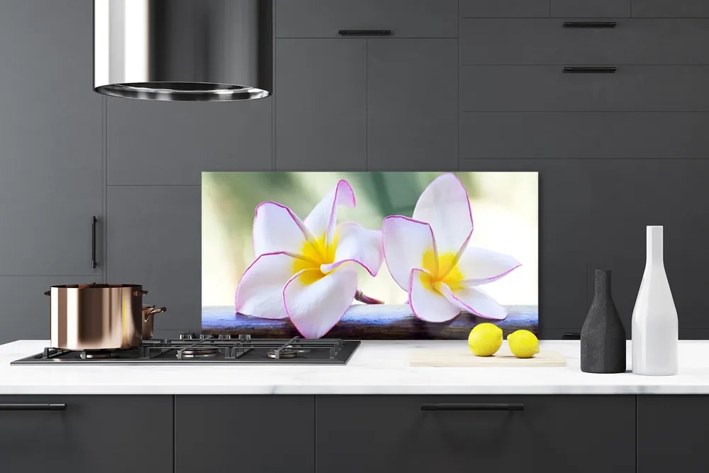 Panel Szklany Kwiaty Płatki Plumeria