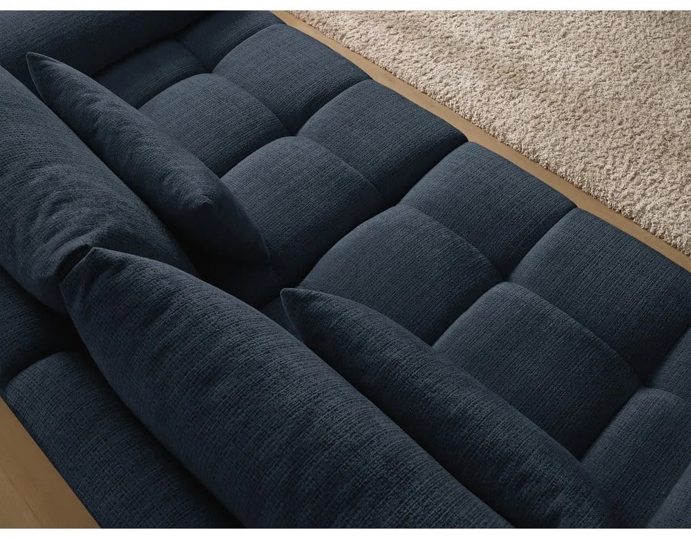 Ciemnoniebieska sofa z tkaniny szenilowej 264 cm Ivane – Bobochic Paris